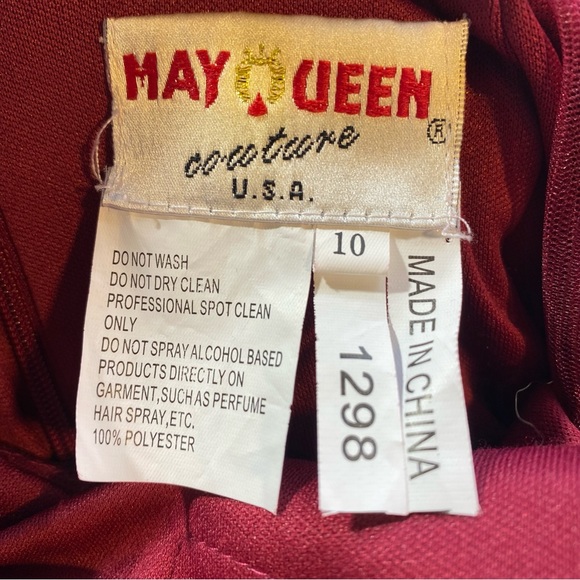 May Queen CoutureUSA Maroon MeshPanels Sleeveless High Neck Maxi Formal Dress 10 - Picture 13 of 16